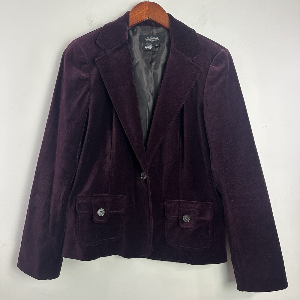 Peck & Peck Velvet Elegant Luxurious Holiday Evening Purple Blazer Jacket 10